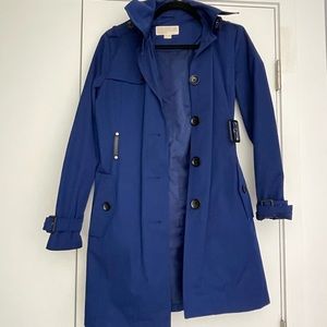 Michael Kors Blue Waterproof trench coat with belt